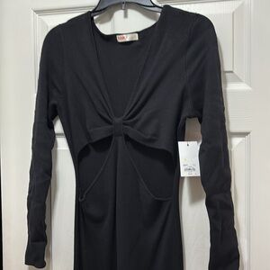 Nice fitted maxi deep plunge neckline with cutouts on the sides.